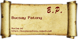 Bucsay Patony névjegykártya